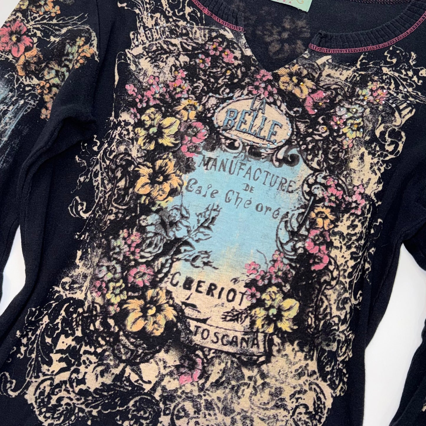 To the angel rhinestone three quarter sleeve