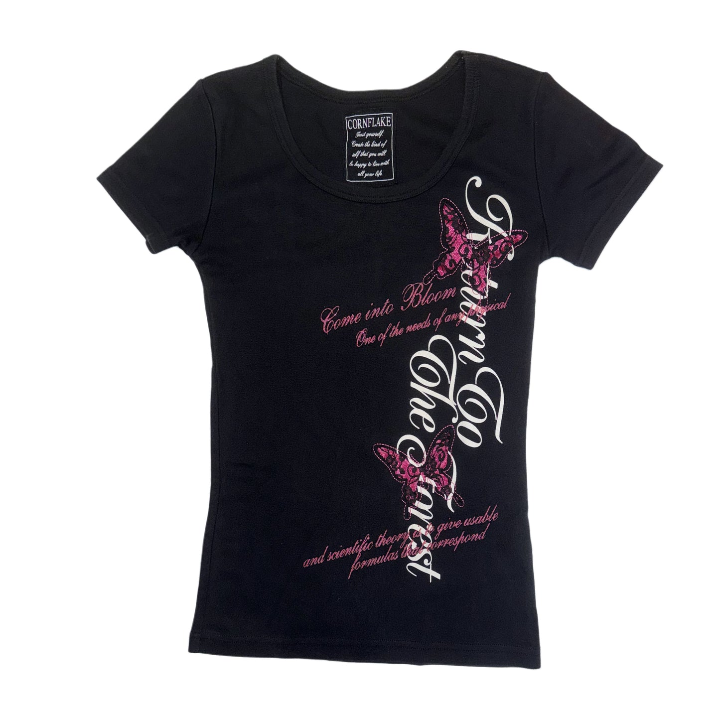 Cornflake purple lace butterfly black top