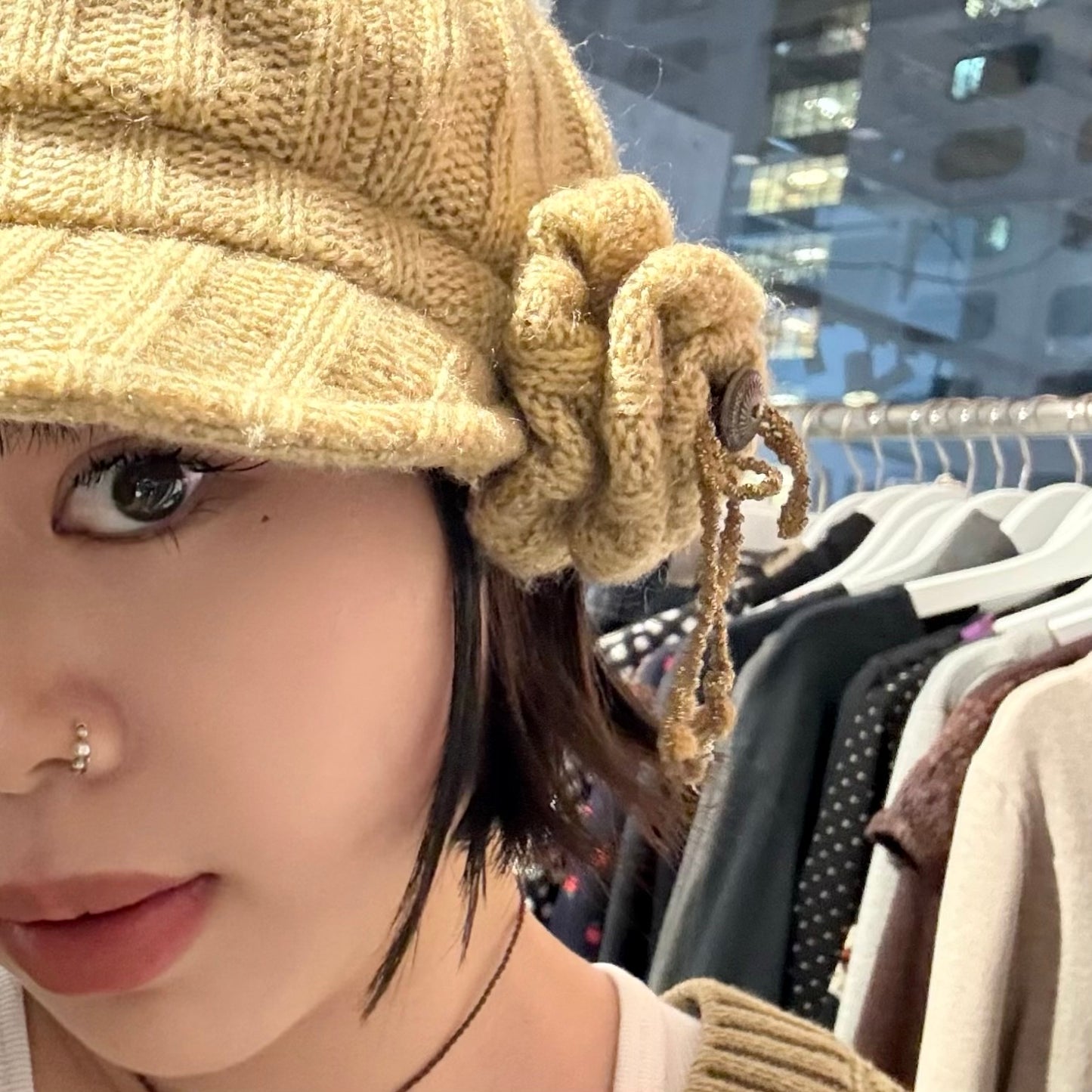 Gold sparkly knit hat