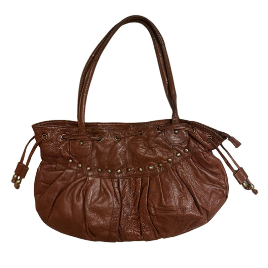 Brown rivets leather bag