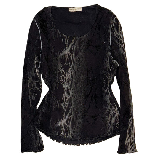 Black glittering mesh long sleeve