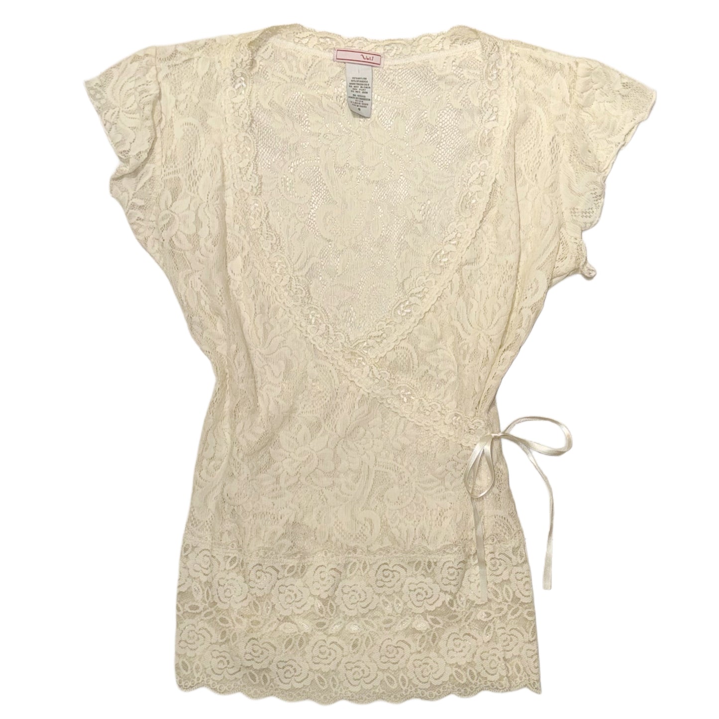 Ivory v-neck lace top with soft pink tube top set