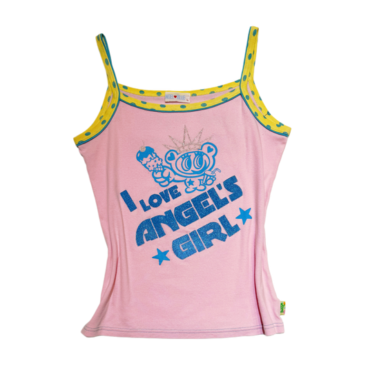 Angel blue soft pink yellow polka dot tank