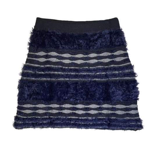Navy furry mini skirt