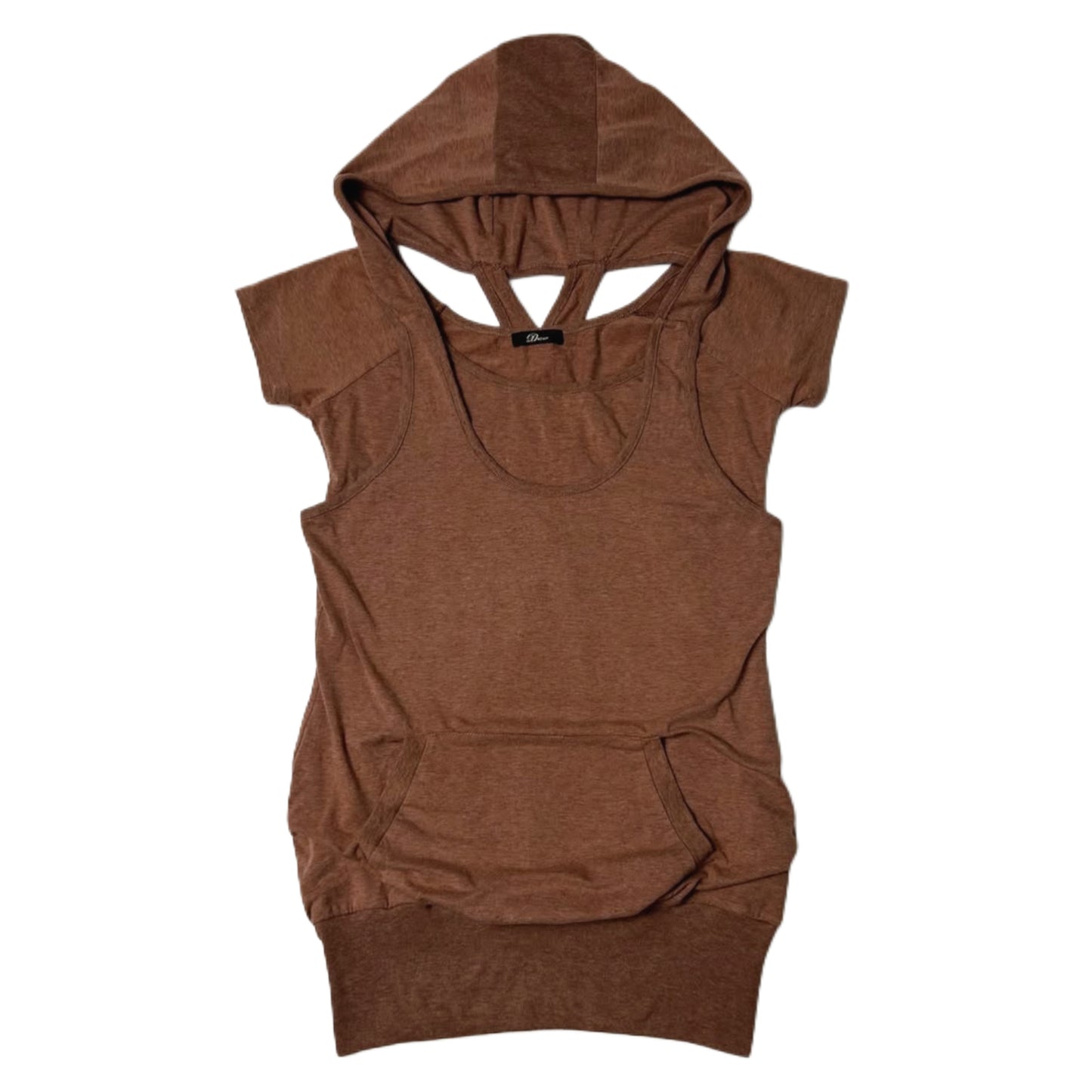 Brown layered hooded top