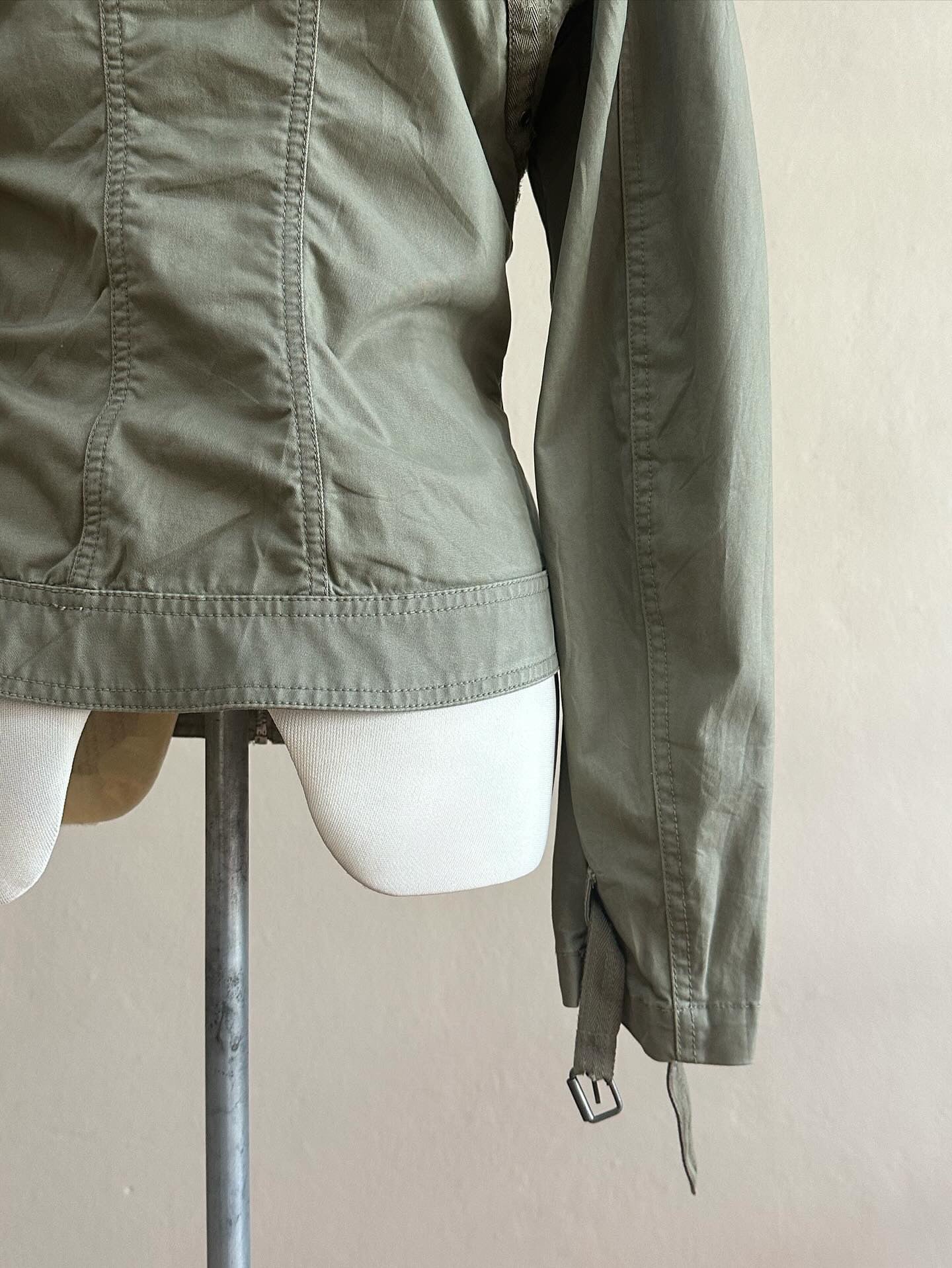 Diesel canvas green solid zip jacket