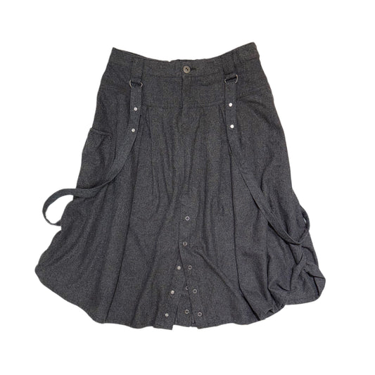 Dark charcoal grey button skirt