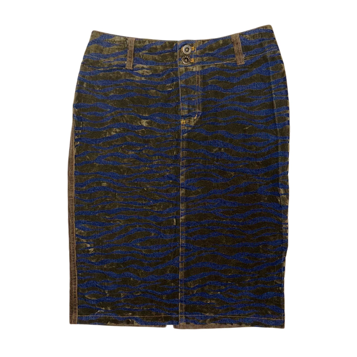 Brown navy zebra corduroy skirt