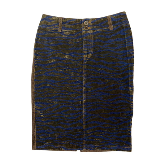 Brown navy zebra corduroy skirt