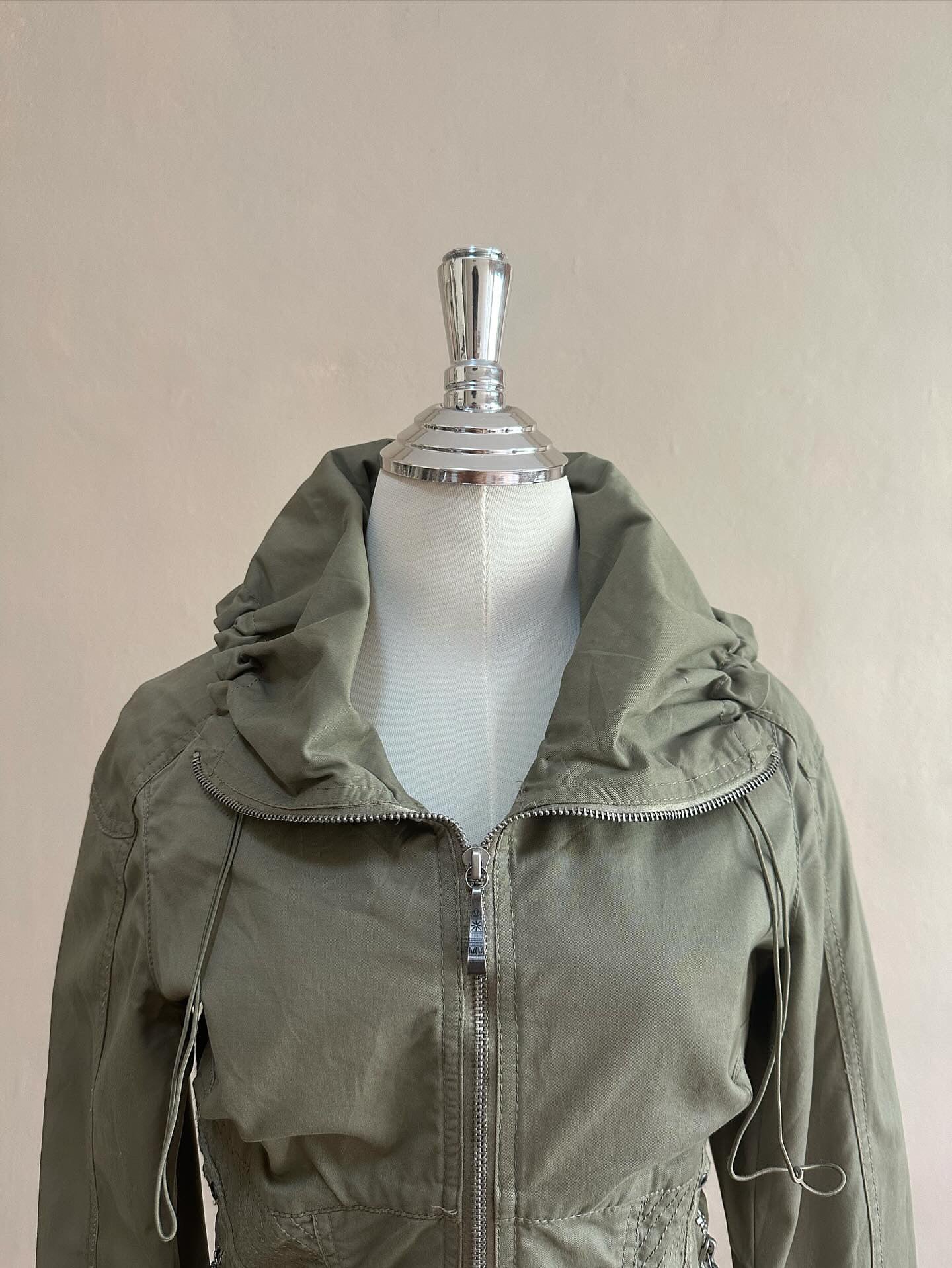 Diesel canvas green solid zip jacket