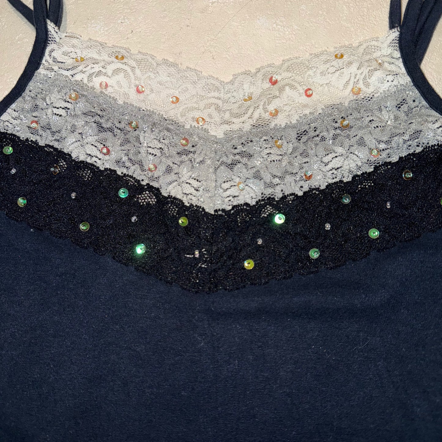 Navy lace layered cami