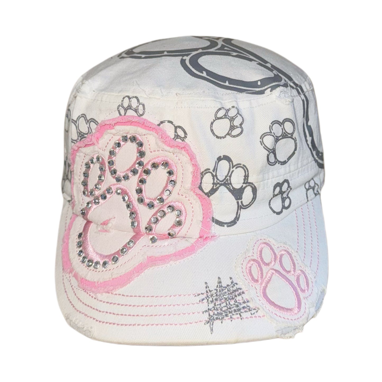 Pink paw white hat