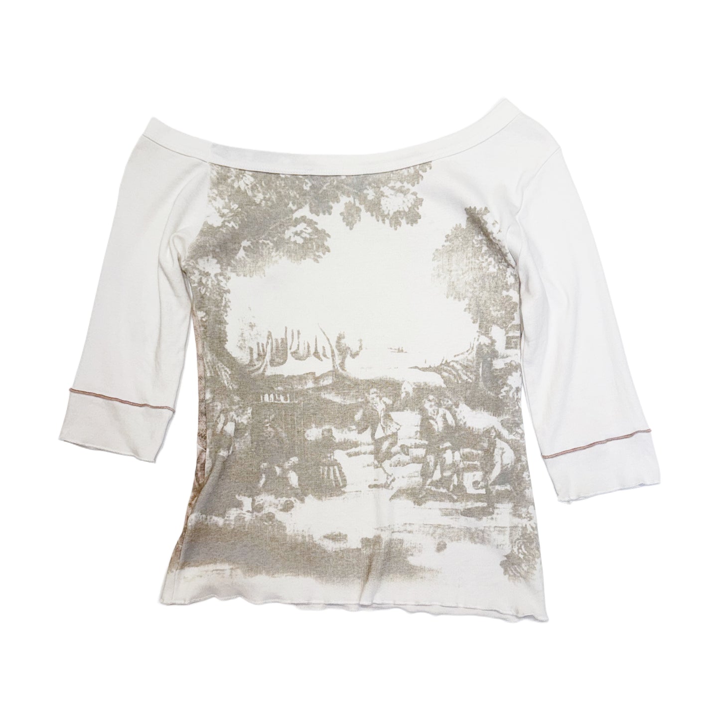 Cop Copine mesh layered rivets off shoulder top