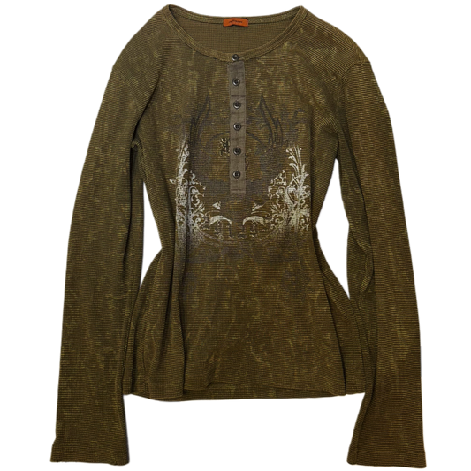 Brown green graphic long sleeve