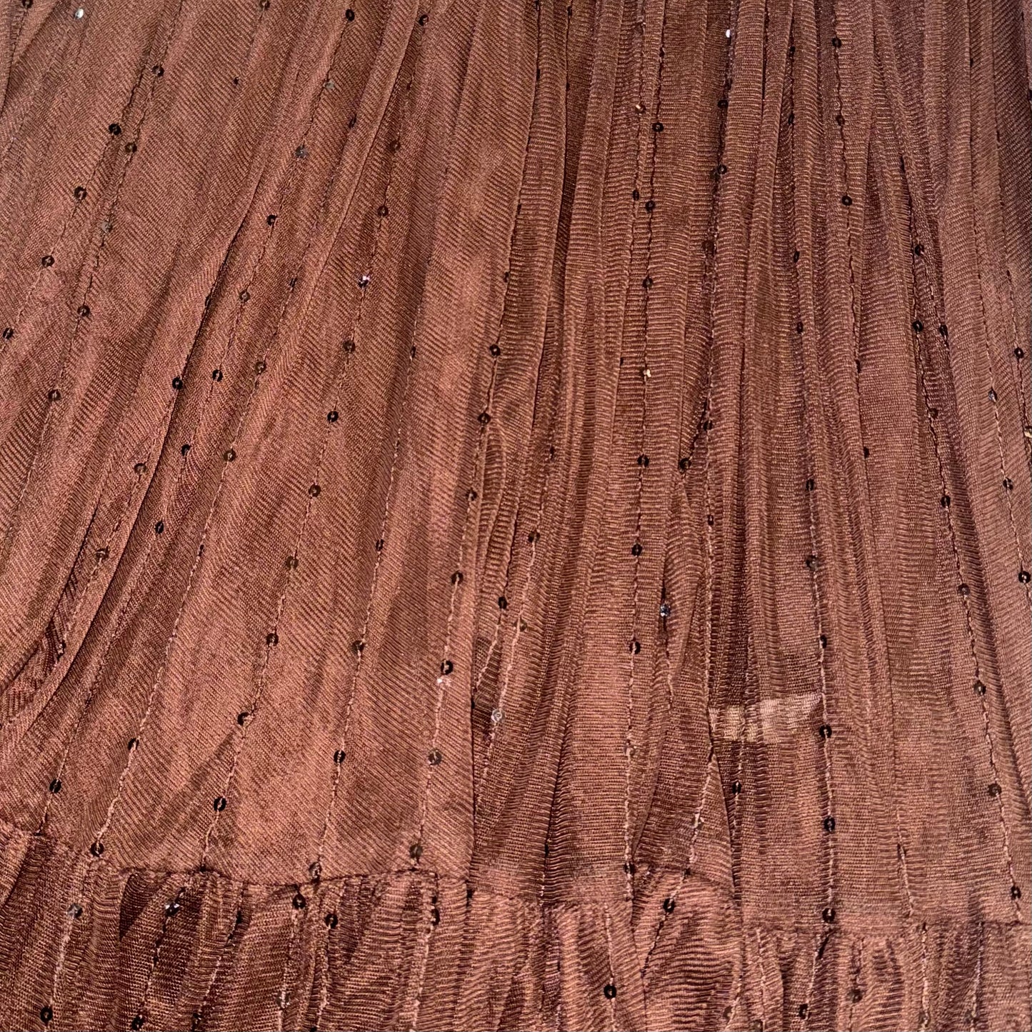 Brown lace glittering mesh skirt