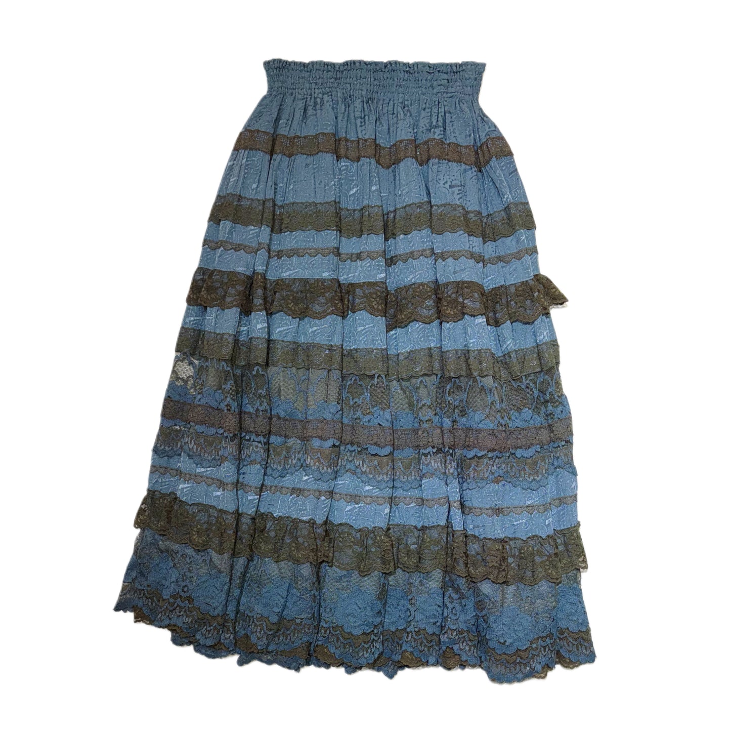 Contrast lace ruffled maxi skirt
