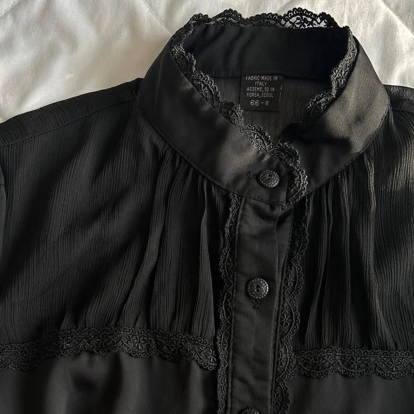 Black lace button up shirt