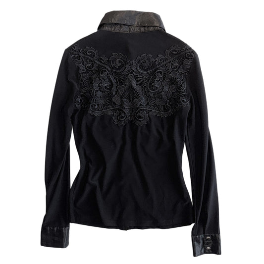 Black mesh lace shirt