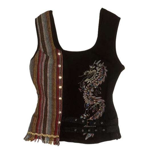 Embroidered dragon top