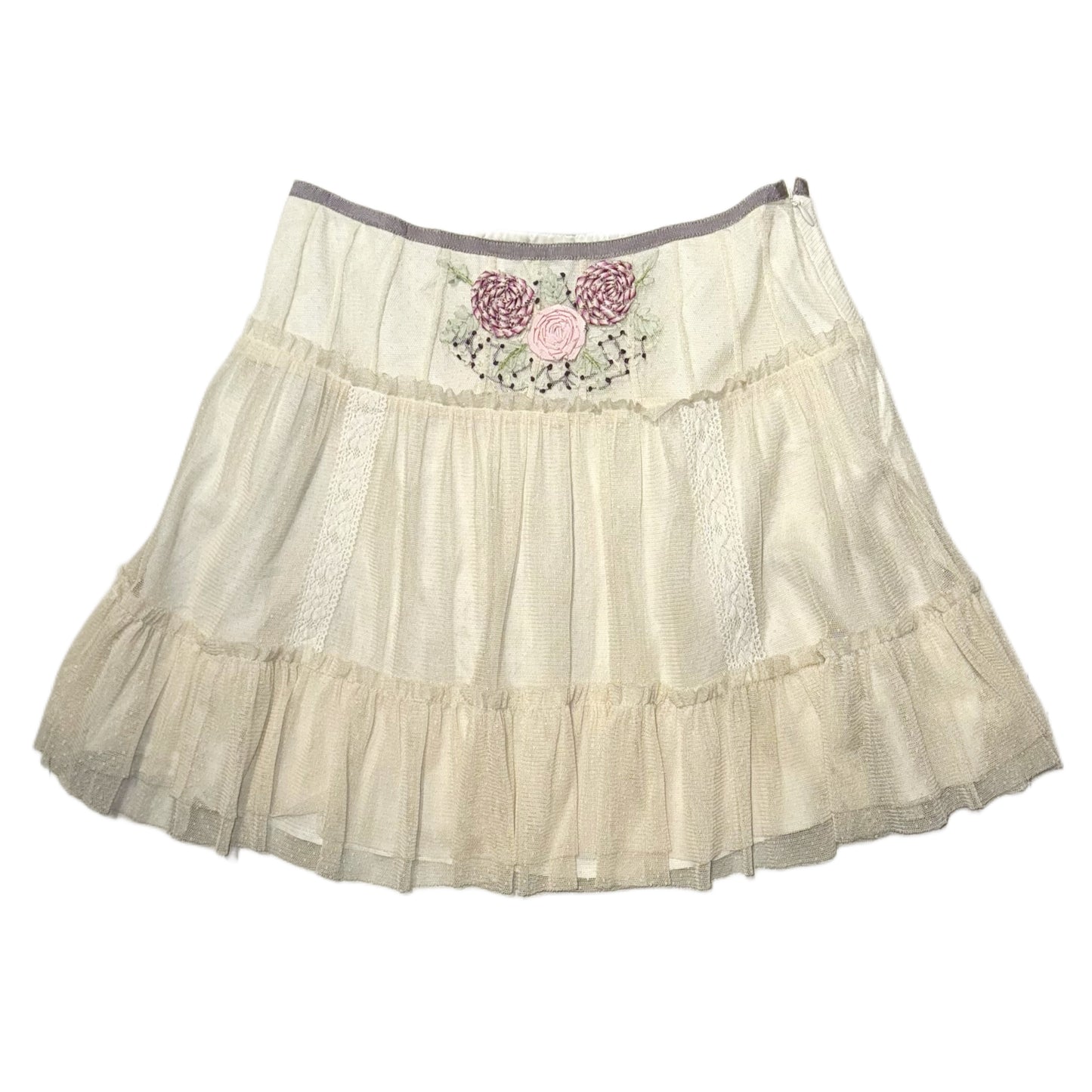 Laissé passé ivory embroidered lace skirt