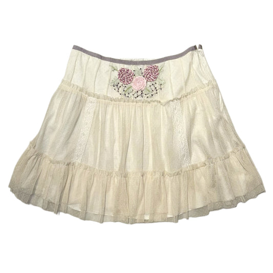 Laissé passé ivory embroidered lace skirt