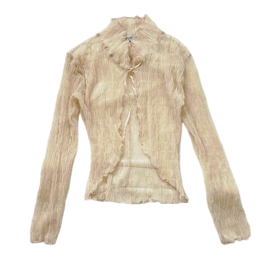 Beige mesh pleated shirt