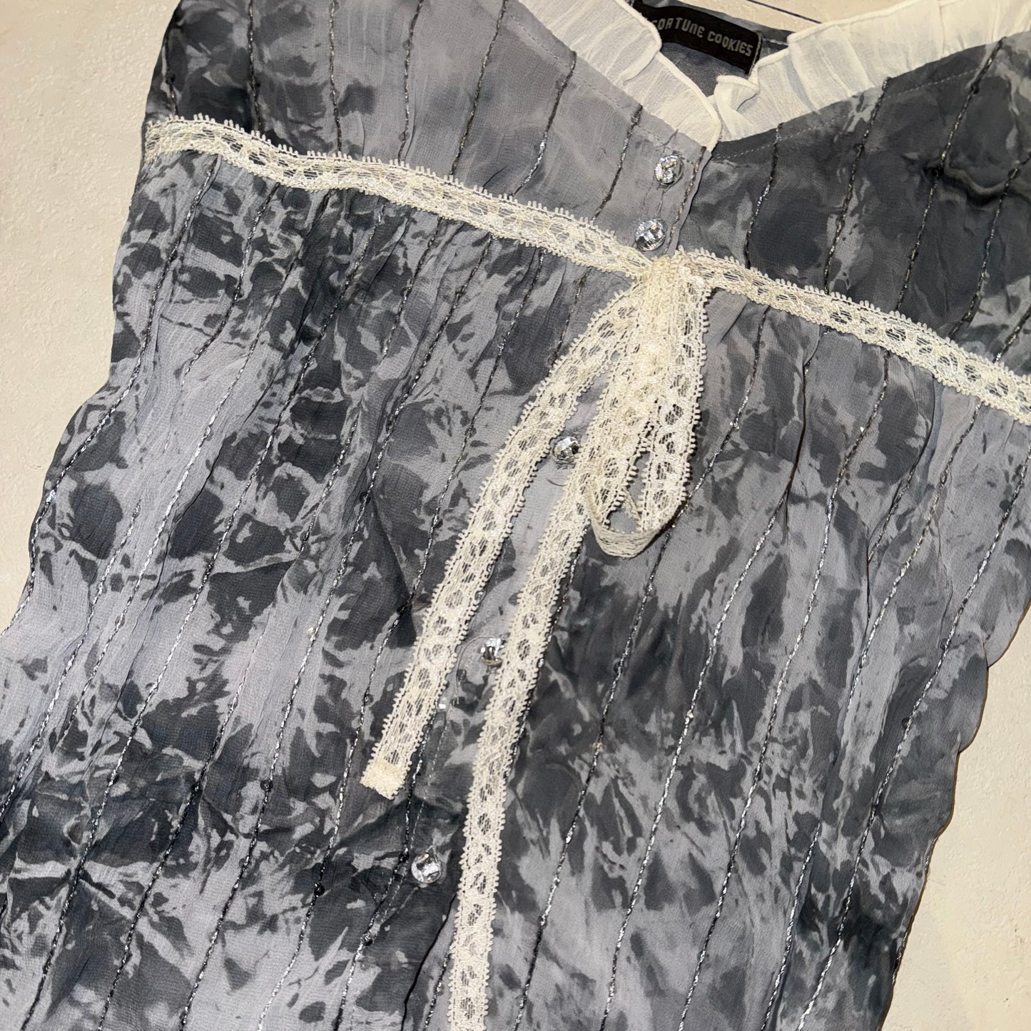 Grey glittering lace top