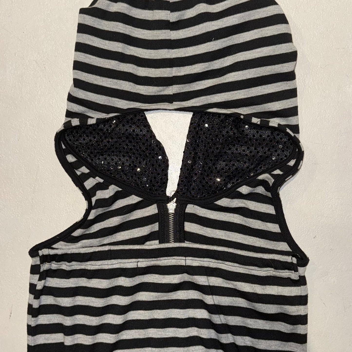 Stripe lace overall shorts