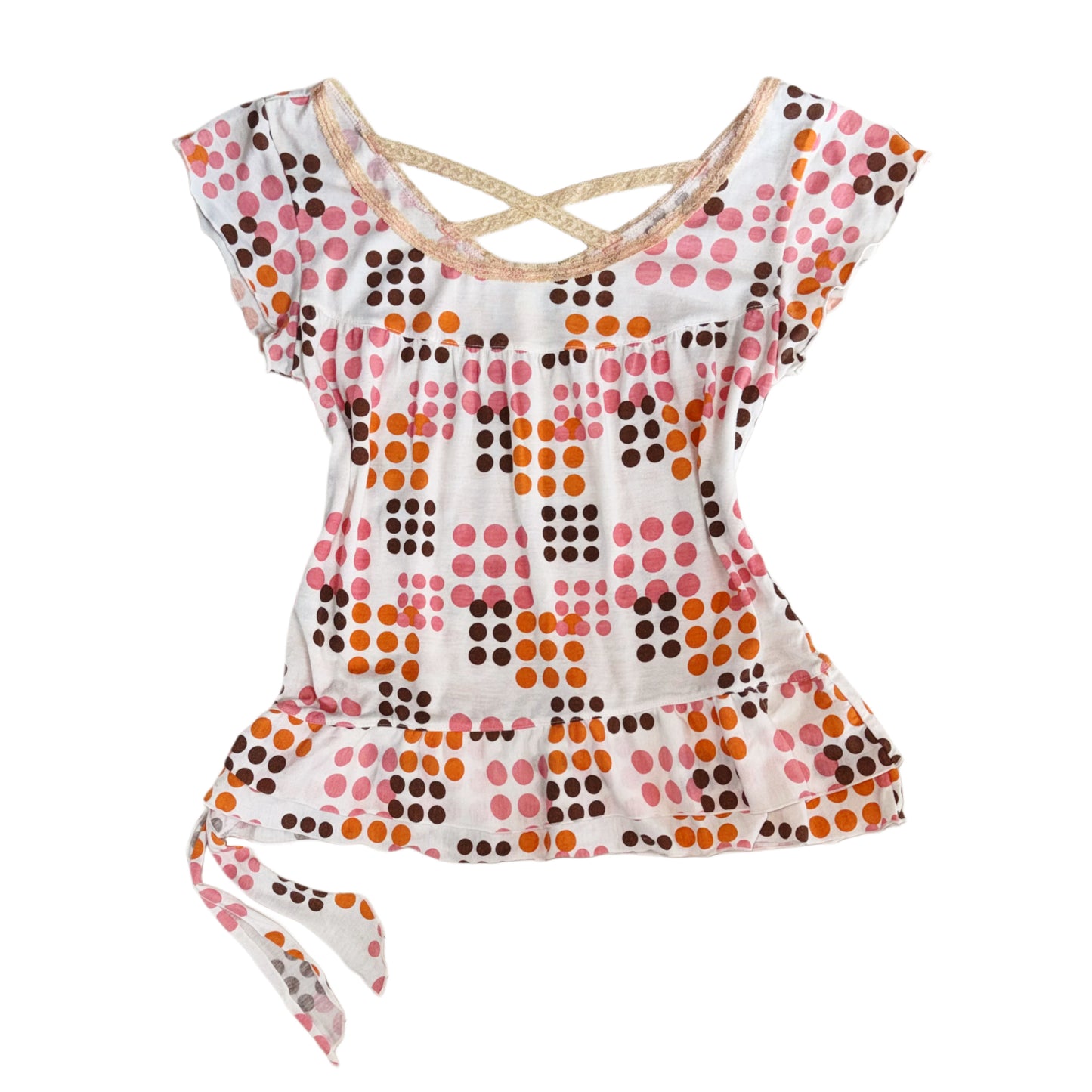 Polka dot lace trim top