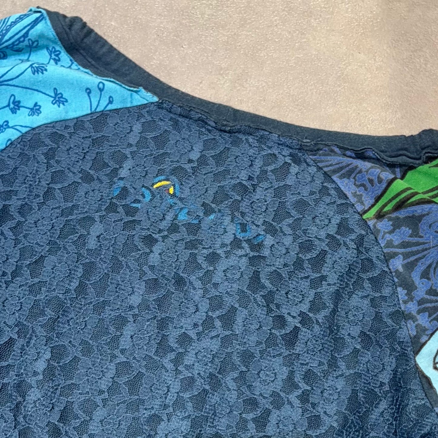 Desigual blue floral lace long sleeve
