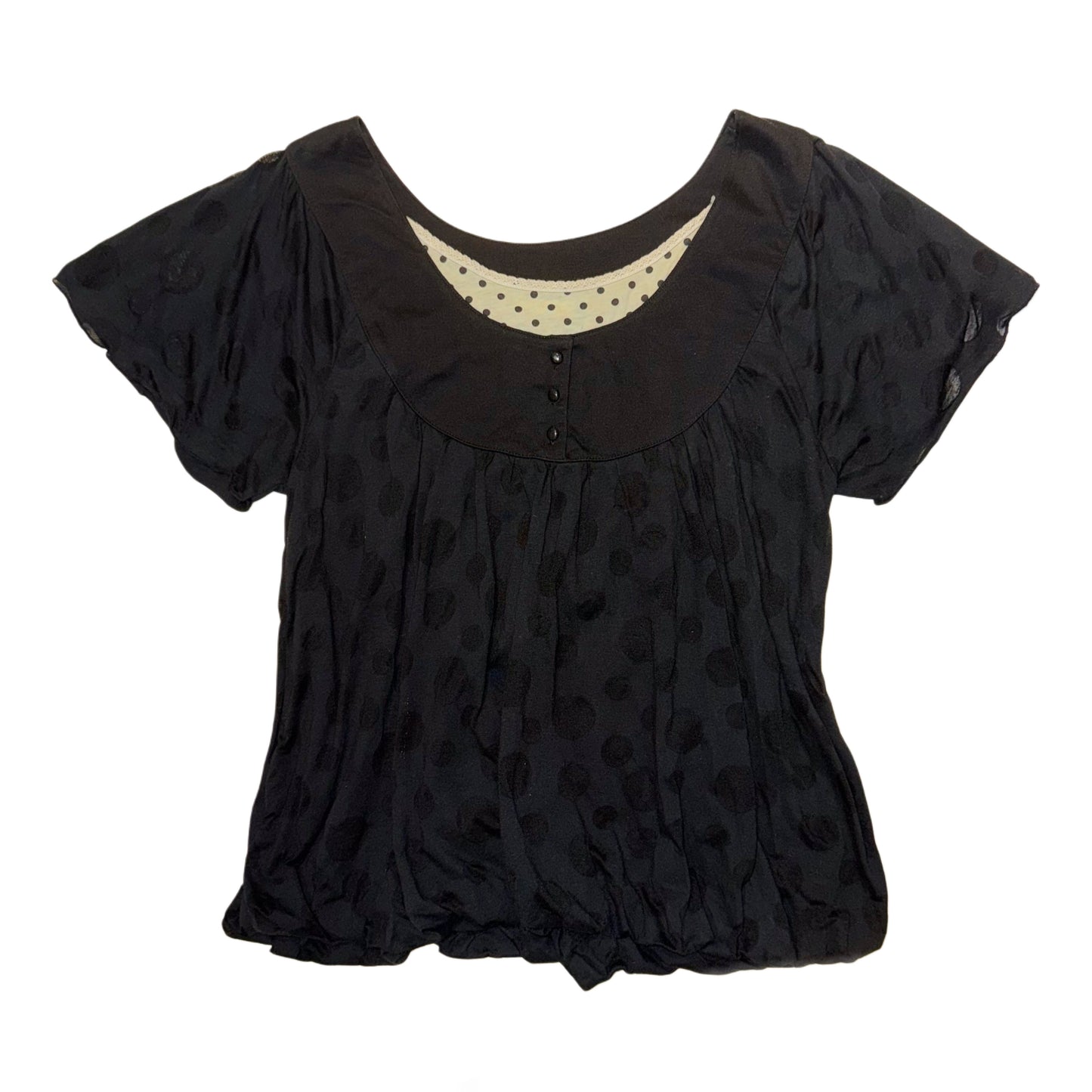 Black polka dot oversized ballon top