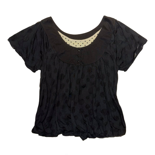 Black polka dot oversized ballon top