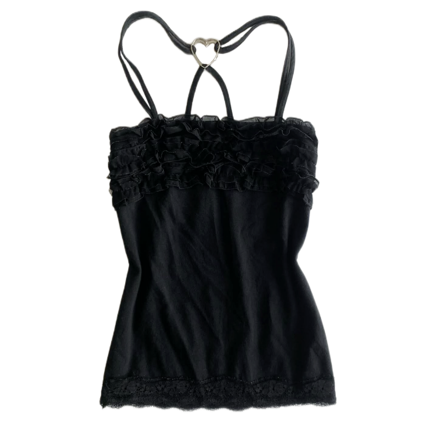 Tralala black lace heart tank top