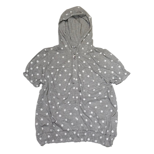 Grey polka dot hooded top with heart charm
