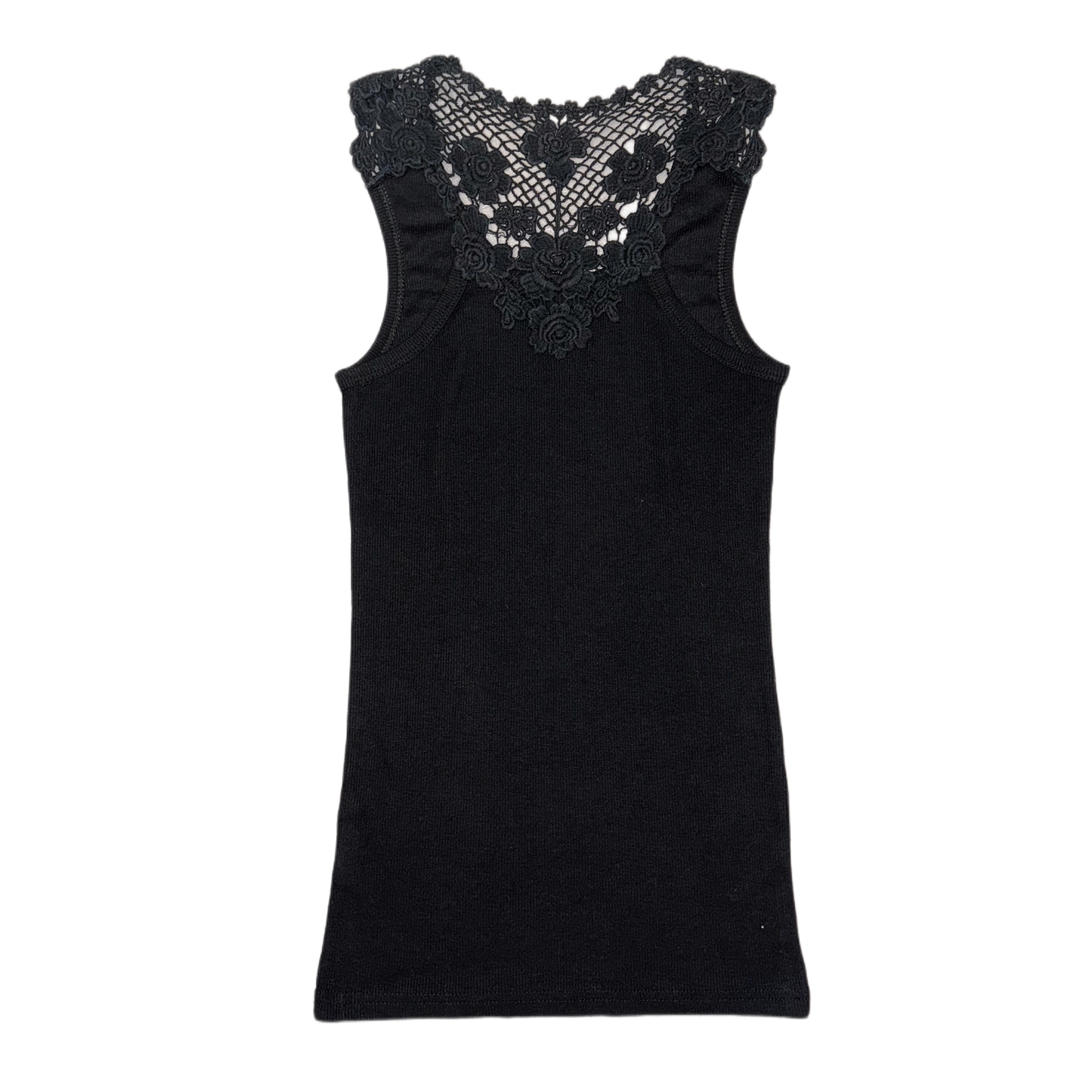 Black rhinestones lace tank