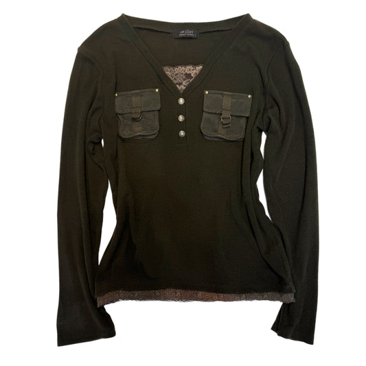 Green lace layered long sleeve