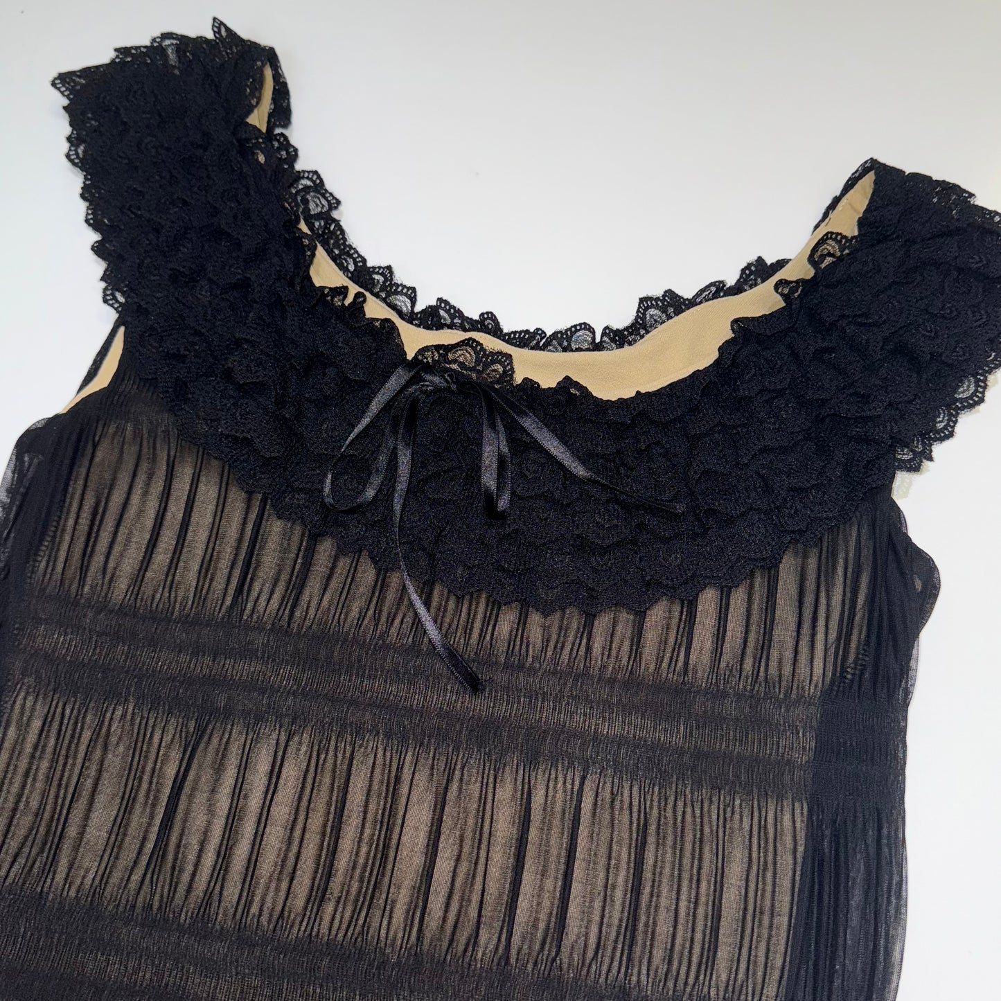 Black lace collar mesh top