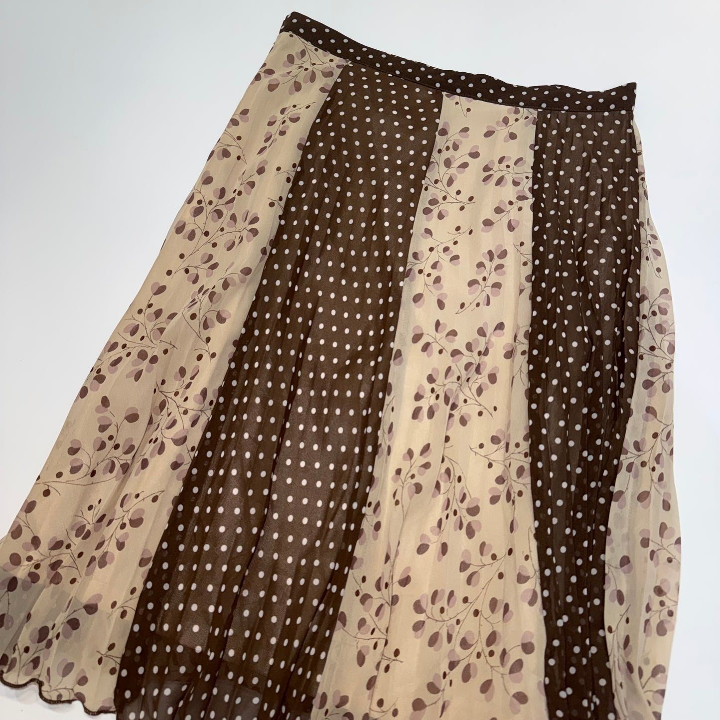 Brown floral polka dot skirt