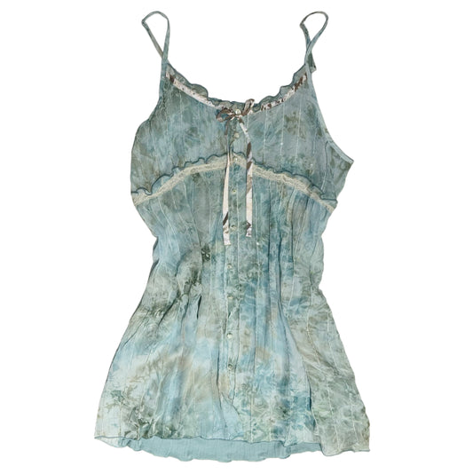 Baby blue embroidered tank