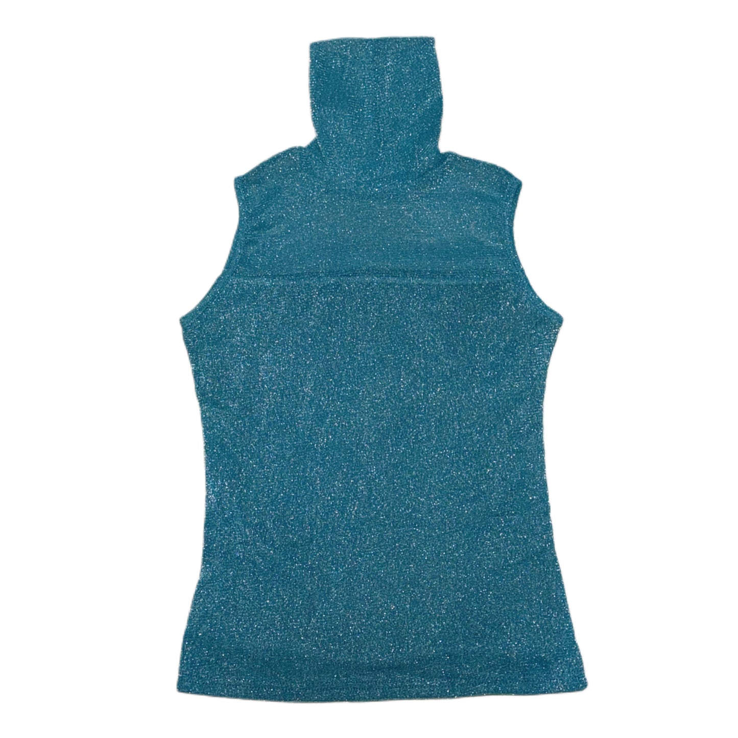 Mosaic blue glittering mesh top