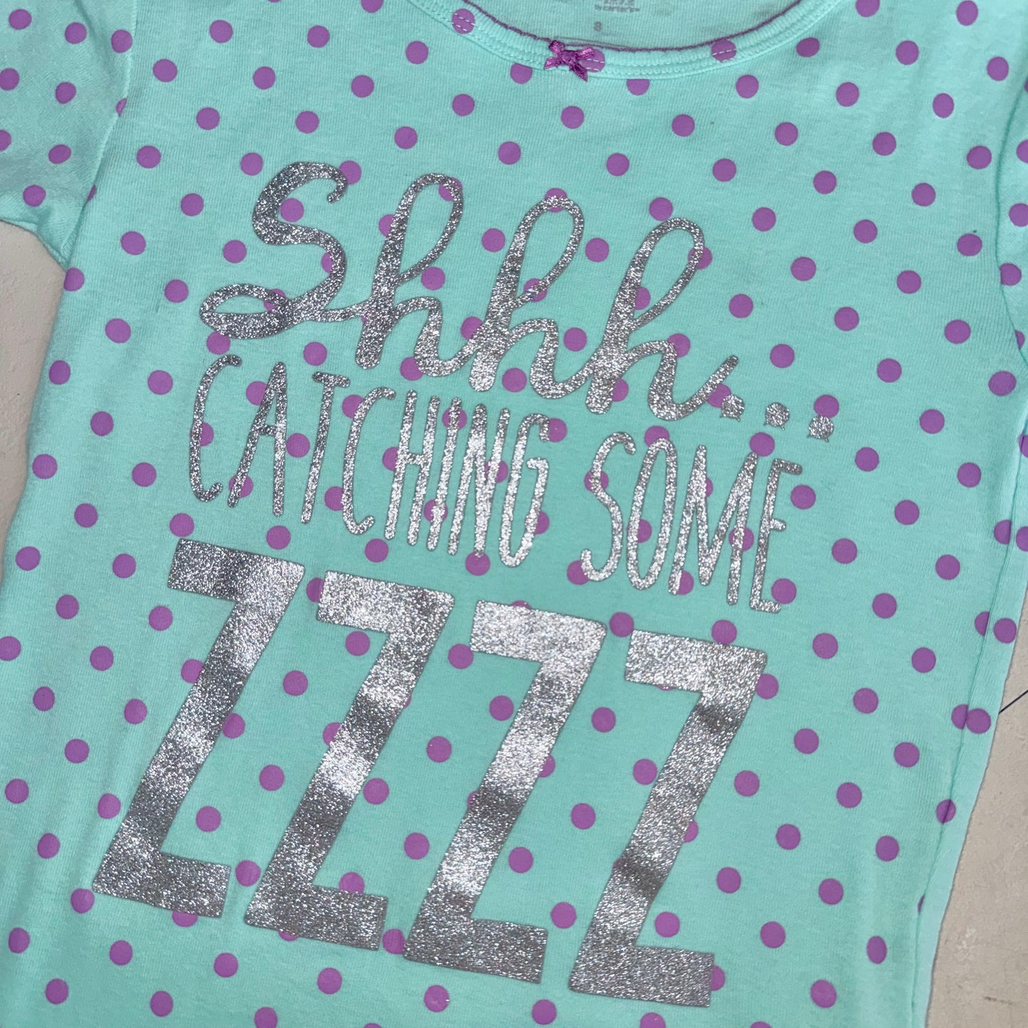 Tiffany blue purple polka dot top
