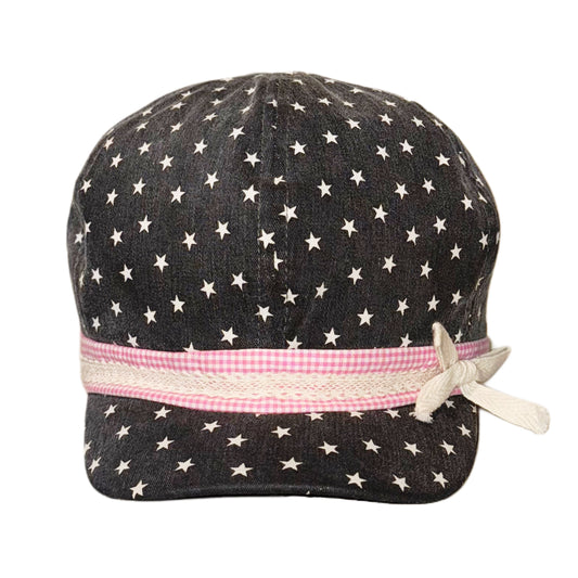 Star hat with cute pink checkered lace ribbon