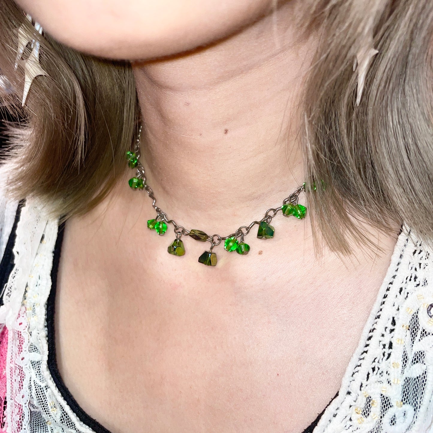 Green beads choker