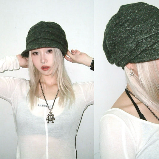 Dark green ruffle hat
