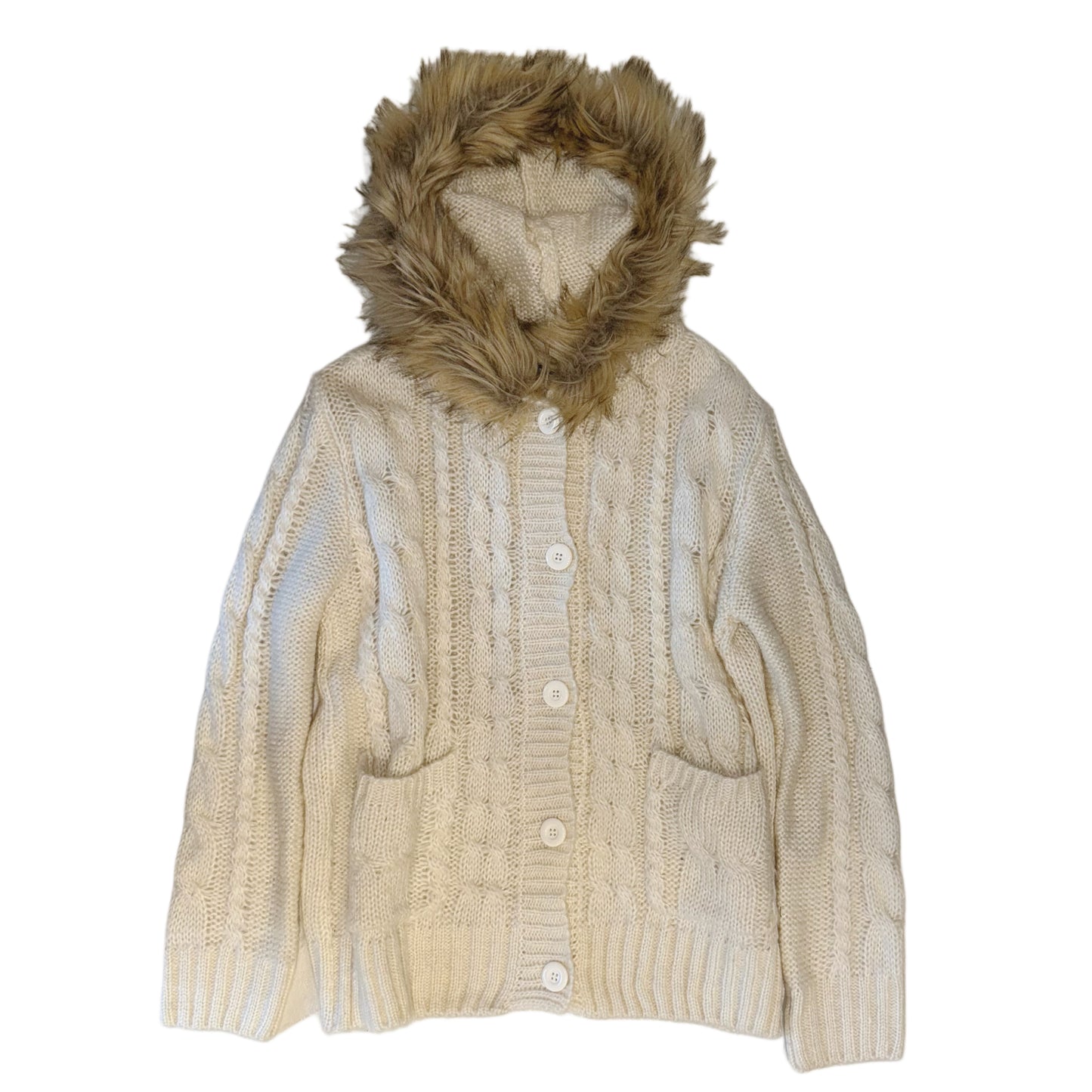Ingni ivory furry knitted cardigan