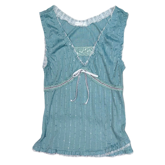 Tiffany blue lace layering top