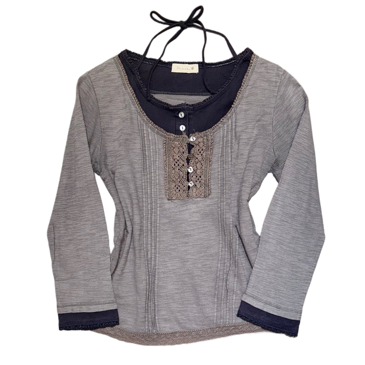 Grey black layered long sleeve