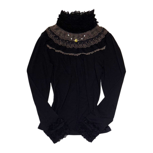 Axes black lace collar long sleeve