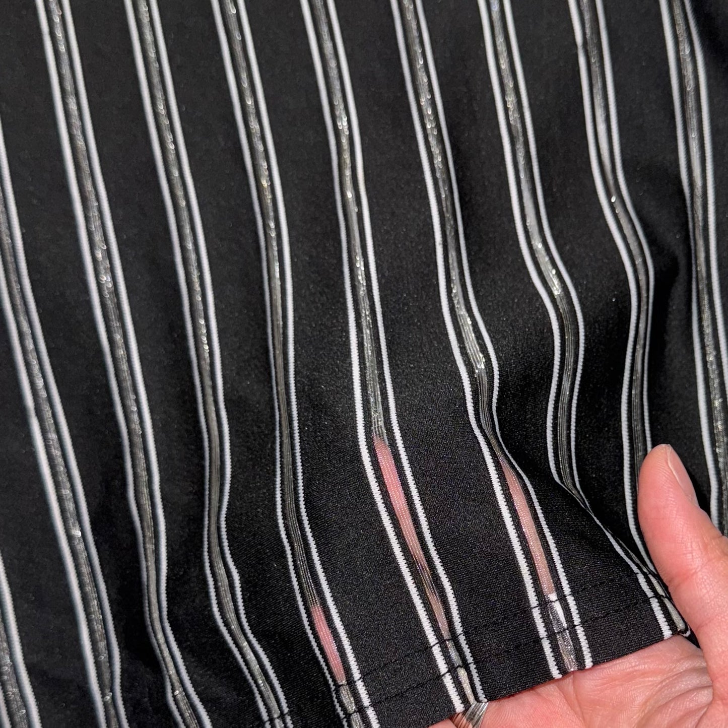 Glittering striped backless top