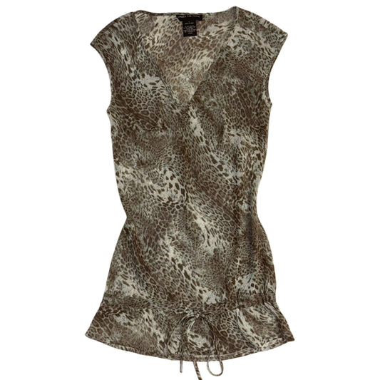 Cheetah sleeveless mesh blouse